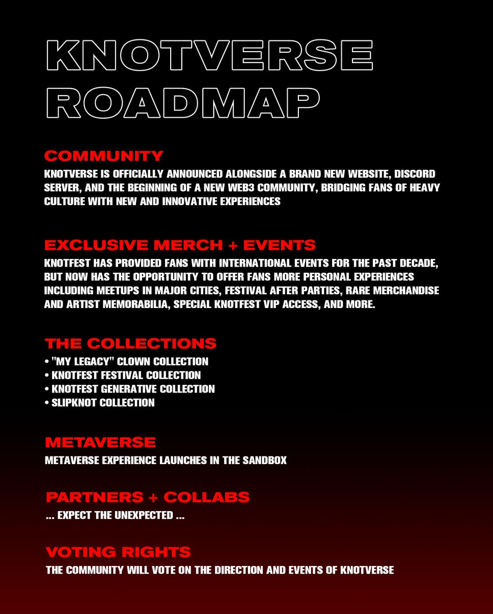 MaggotLord23's tweet photo. Knotverse roadmap if you're seeing this you're early 🤘
#NFTs #MetaverseNFT #Slipkot https://t.co/vOx39NqC5U