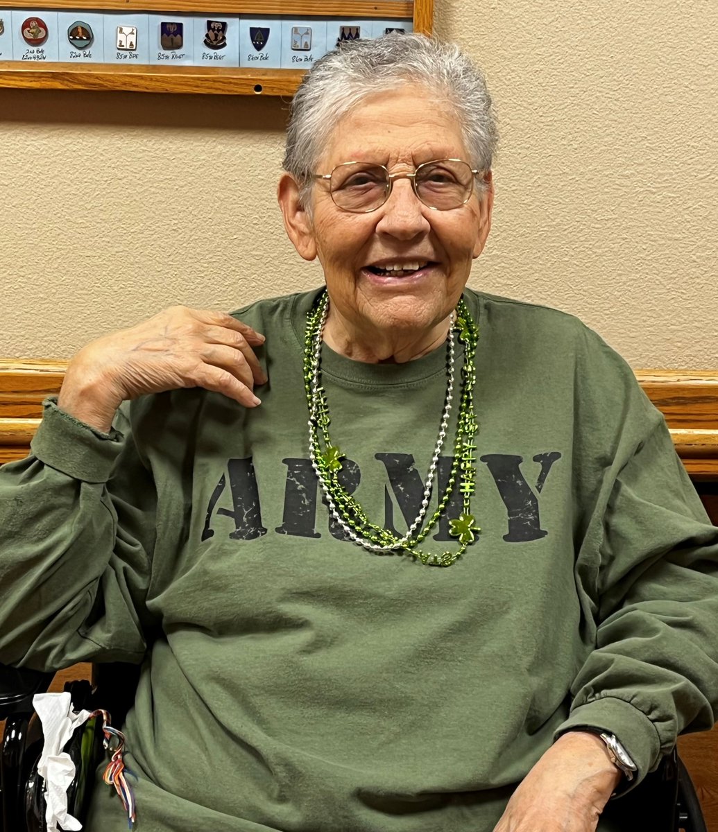 TexasVLB's tweet photo. Our “Veteran of the Week” is @USArmy Veteran Esther Guerrero who lives at the William R. Courtney Texas State Veterans Home in #Temple. Esther served her country for over six years and earned a National Defense Service Medal, Good Conduct Medal and Army Occupation Medal (1/2) https://t.co/508sI9QjJi