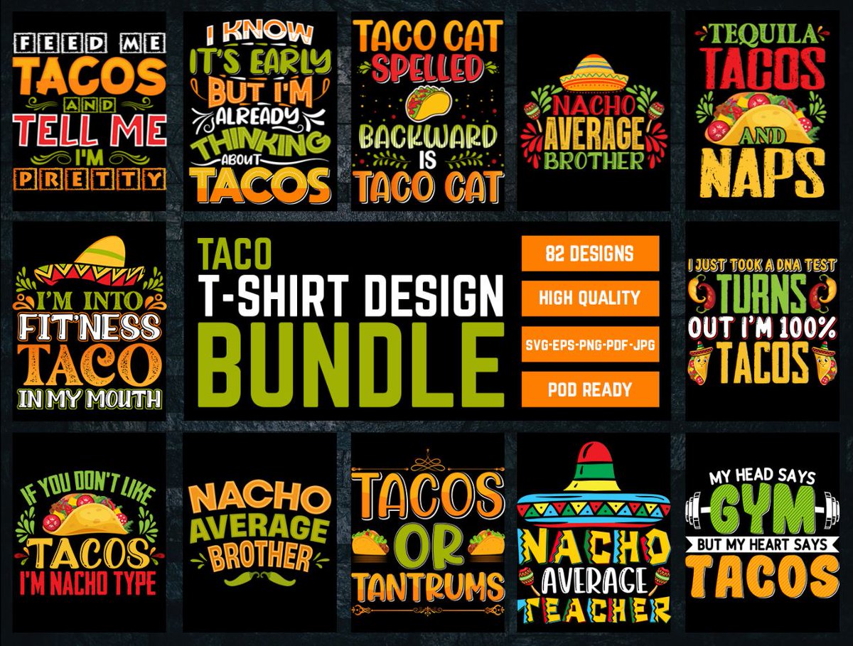 dtshirtdesign's tweet photo. Check out our Taco T Shirt Design Bundle!
https://t.co/oMJgTCaBOv

#taco #tacos #food #tacotuesday #mexicanfood #foodie #delicious #yummy #mexico #yum #foodlover #tacoma #mexican 
#tshirt #design #art #shirt #style #love #tshirtdesign #tee #travel #tshirts #apparel #clothing https://t.co/WxYH27efYy