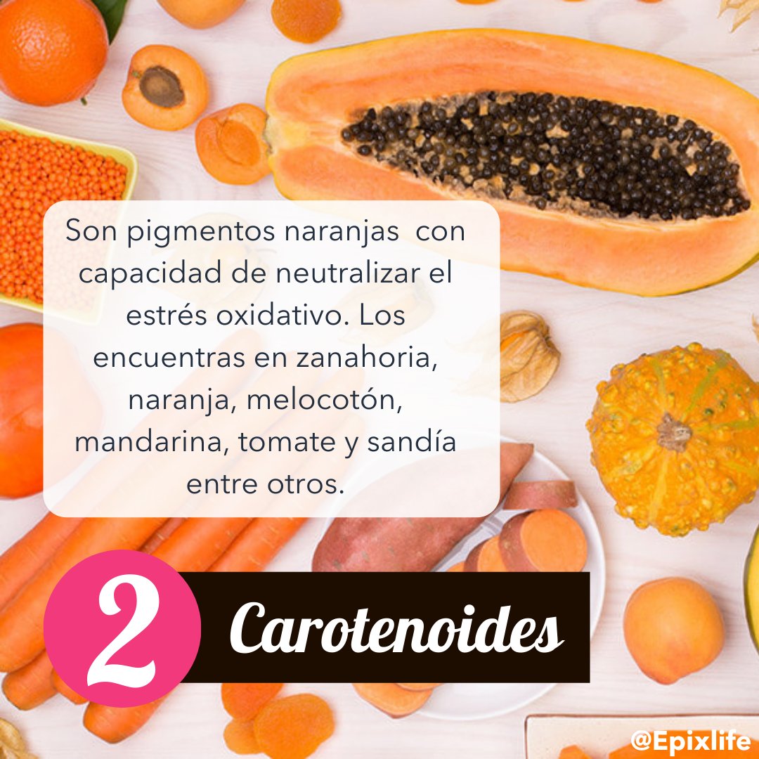 Epix_Life's tweet photo. Los #antioxidantes son la fuente de la juventud de forma comestible, pueden dividirse en 3 grandes grupos: polifenoles, carotenoides y vitaminas E.

¿Estás consumiendo suficientes antioxidantes? Descubre  en qué alimentos encontrarlos 
👇👇👇
 
#nutrición #alimentación #epixlife https://t.co/xoi9BFRyvG