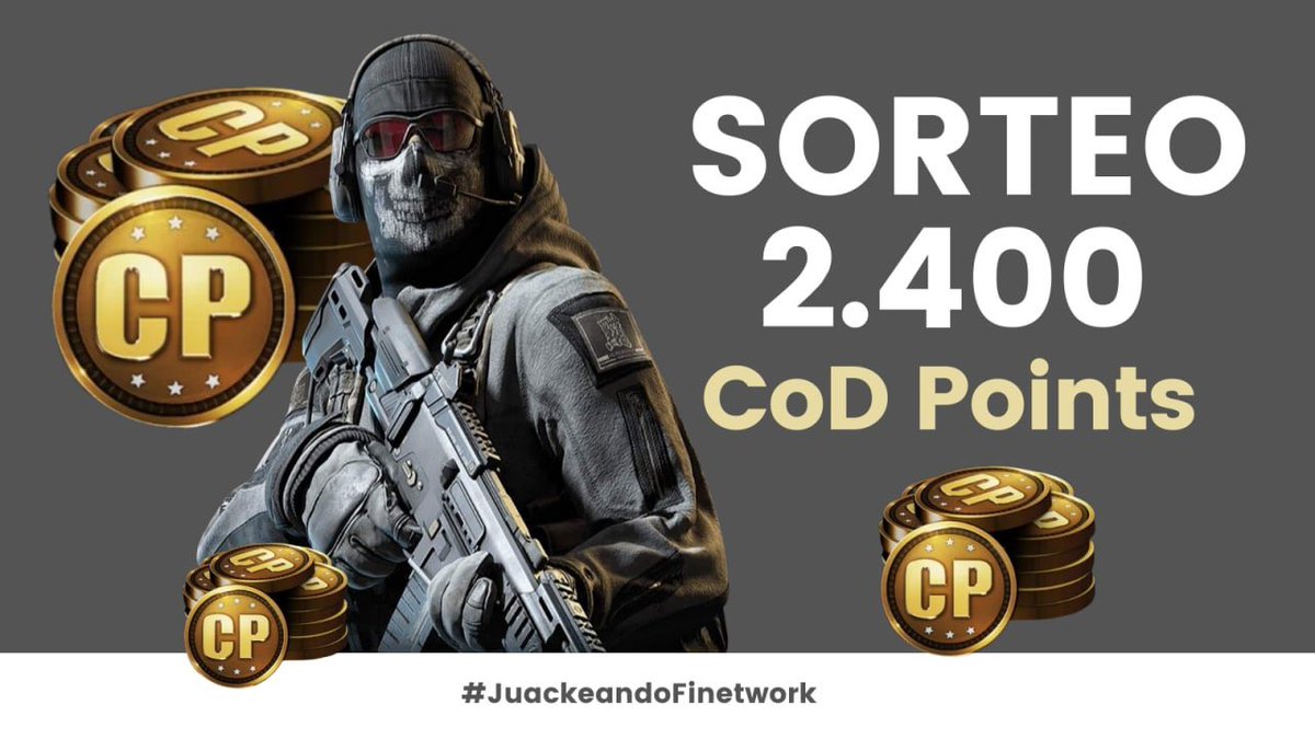 CoDInfoES_'s tweet photo. Nuevo sorteo en colaboración con @Finetwork de 2400 COD points

Para ganarlos:

🔁 RT al tweet
🗯 Comentar con el HT #JuackeandoFinetwork

El ganador se anuncia hoy ¡Mucha suerte! 🤞 #Ad https://t.co/BGvNwXdqSQ