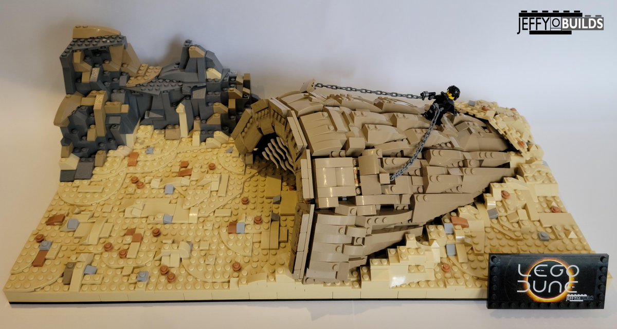 o_moc's tweet photo. This is what you call Desert Power!
My latest #LEGO #Dune #MOC is complete and features a #minifigure #paulatreides riding a giant #sandworm across #arrakis.
Bless the Maker and his Water.
More images coming soon!
#shaihulud #maker #mauddib #legodune #afol #dune2021 #dunemovie https://t.co/Tw3P8Tw5jE