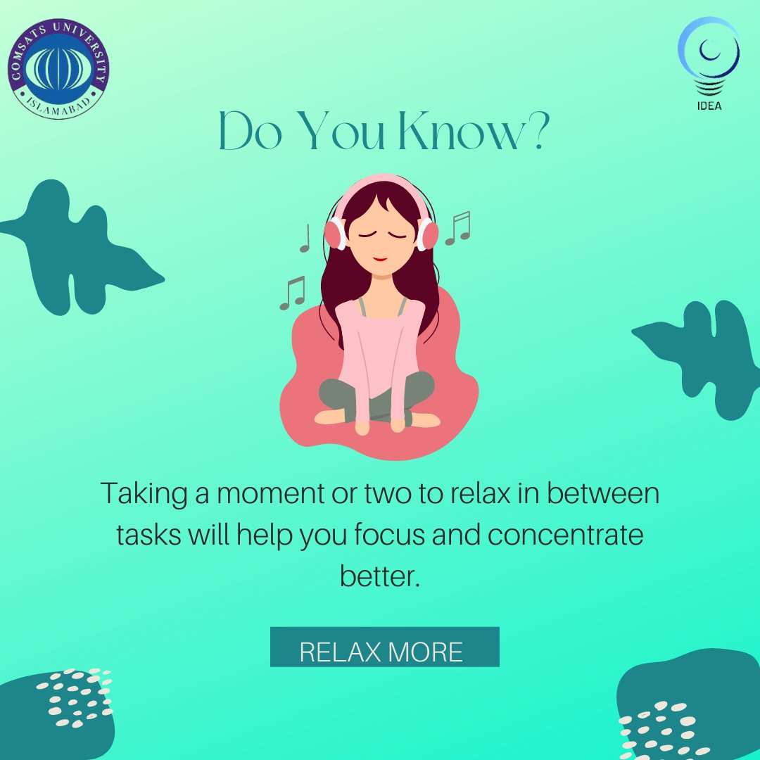ideacomsats's tweet photo. #ideacomsats #comsatsstudents #cuinews #comsatsuniversityislamabad #relaxmore #FunFact #mindbooster #araam #knowledgeispower #takingsometimeoff #cuiofficial https://t.co/9jeXLxAPLh
