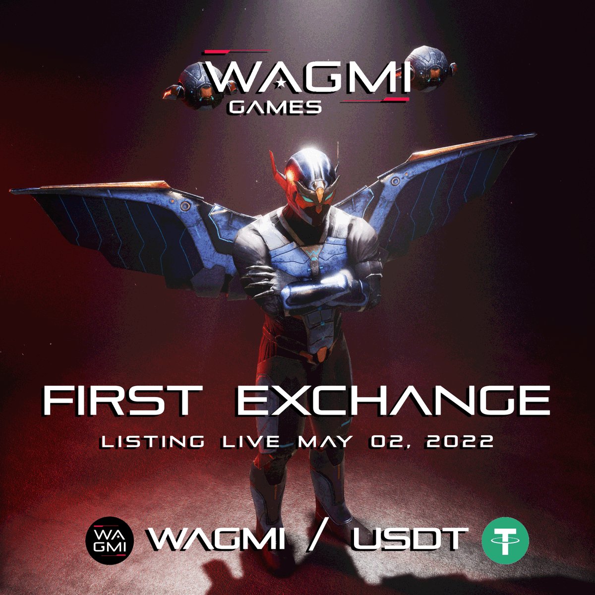 NiFeWARS's tweet photo. ⚠️BREAKING NEWS⚠️

#WAGMI Games inked up with our FIRST EXCHANGE!

Ranked in the Top 20 on CG.

The pair will be WAGMI/USDT.

Tradable on May 02, 2022.

You asked for it... LFG!🚀

(We are just getting started) https://t.co/zppUUGO8Yo