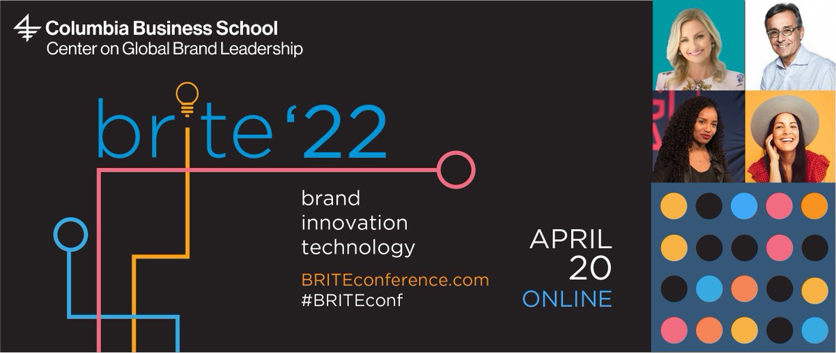 Tomorrow (4/20) is our 14th #BRITEconf (bit.ly/BRITE22social) featuring a great line-up of speakers incl. <a href="/ajlucio5/">Antonio J Lucio</a>, <a href="/aliciatillman/">Alicia Tillman</a>. <a href="/reneegosline/">Dr. Renée Gosline</a>, <a href="/radhatwin/">Radha Agrawal</a>, &amp; more... Join us for a day on #brand #innovation &amp; #tech.

<a href="/Columbia_Biz/">Columbia Business School</a>