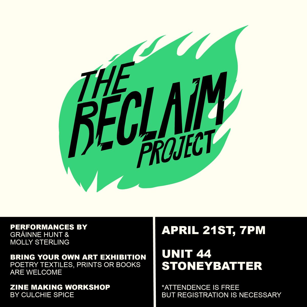 Reclaim Project event this Thurs 21st - open to gender minorities and women of any and all creative backgrounds - free but ticketed!