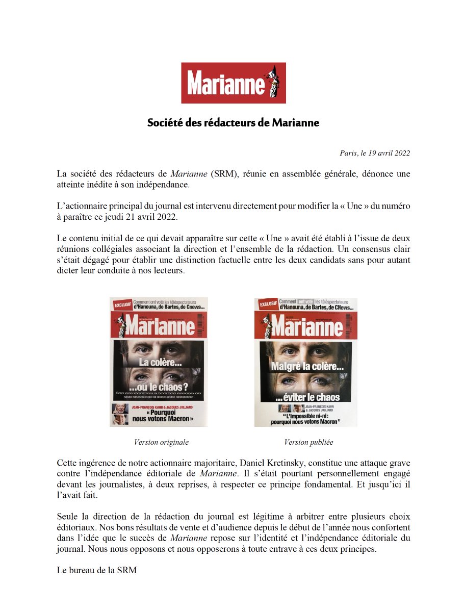Société des rédacteurs de Marianne tweet media