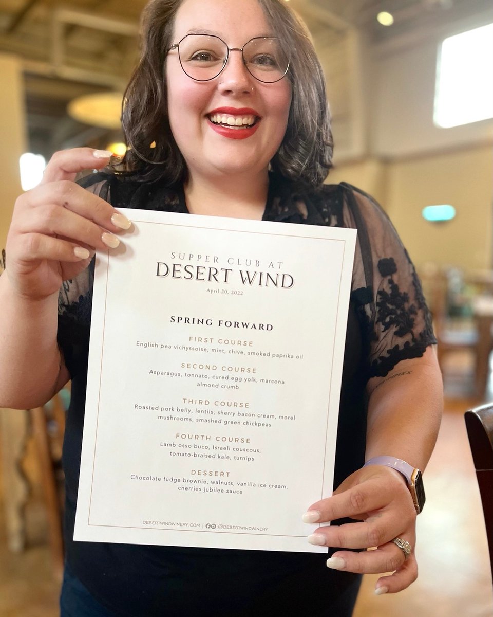 desertwindwine's tweet image. Join us this Wednesday, 4/20 at 5:30pm for our next Supper Club!  This month we are featuring a special Spring Forward menu artfully paired with Desert Wind wines. It will be a wonderful culinary experience. Do not miss it! 
Make your reservations today at desertwindwinery.checkfront.com/reserve/