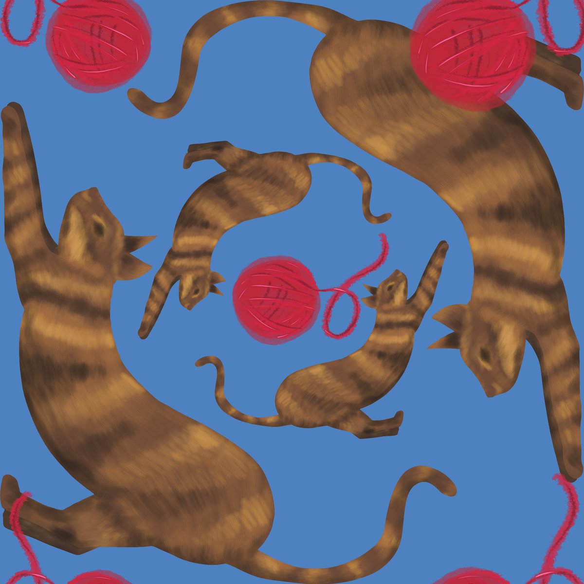 IrishAshyT's tweet photo. Continuing the experiments with creating patterns - this time with cats, dragon seahorses, and flowers
#digitalart #patterndesign #cats #ballofstring #seahorse #dragonseahorse #flowers https://t.co/MsiLLopyWp