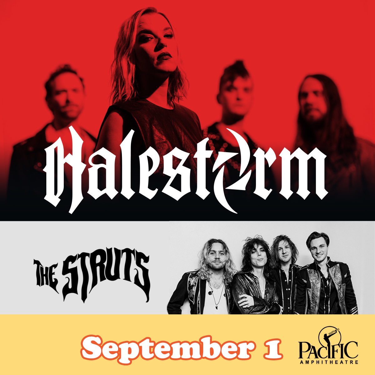 TheStruts's tweet image. Pre-Sale this Thursday at 10AM PT with code LOWKEY ⭐️ 

Tickets: smarturl.it/strutsOCfair

@Halestorm