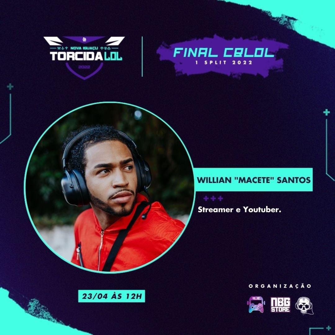 usesurrender's tweet photo. Invocadores, 

O youtuber e streamer Willian Macete Santos é presença confirmada em nosso evento. 

📲  Siga o instagram: @willianmacete 

Chamem todos os seus amigos para assistir essa final eletrizante 🏆
#LeagueOfLegends @lolesports https://t.co/G0xJnMcxsN