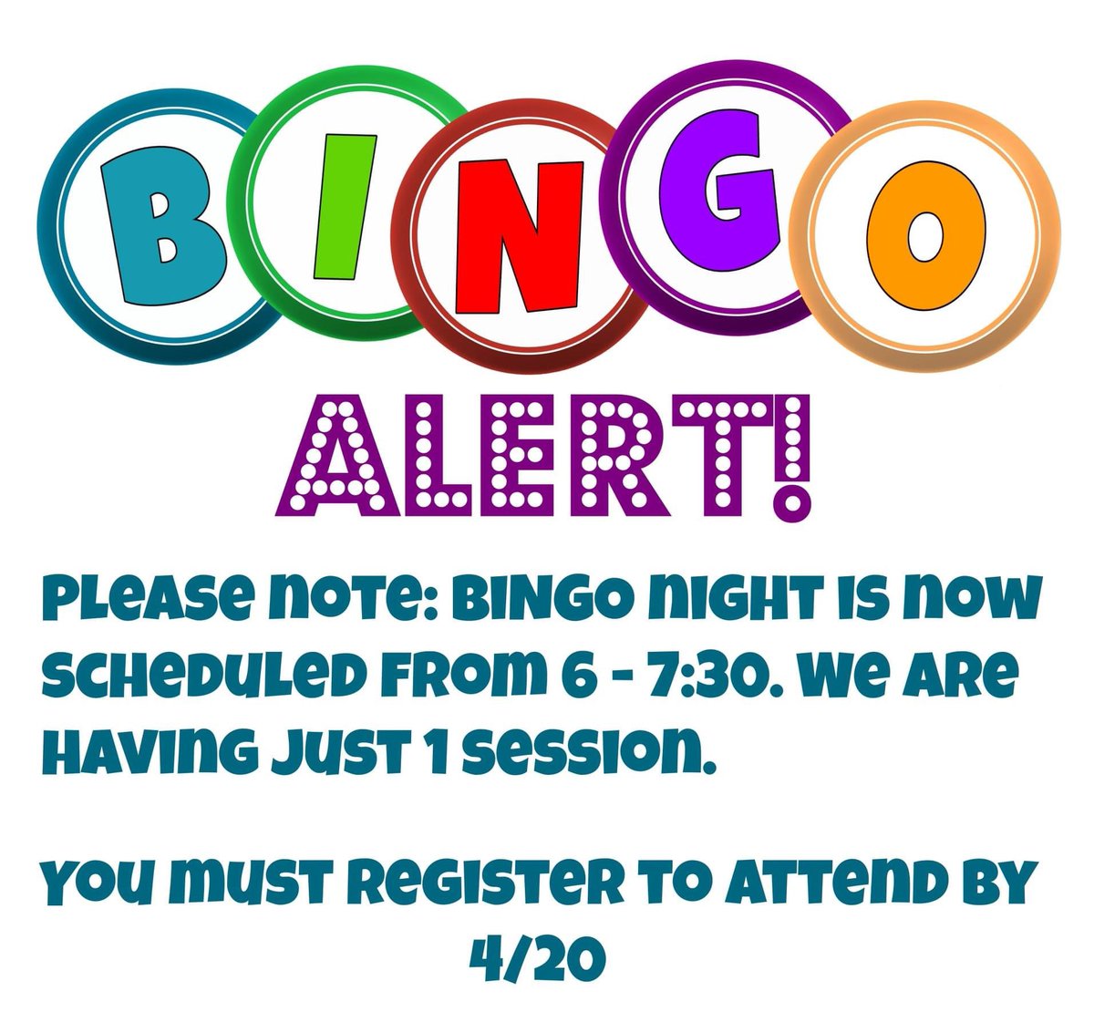 <a href="/D13Jaguars/">DuJardin School</a>  Please note that BINGO will now be just 1 session from 6 - 7:30 PM. Raffle winners will be called at 7:30 pm. 

You must register by tomorrow, 4/20 to attend: forms.gle/C21dZzZT1G3wBg…