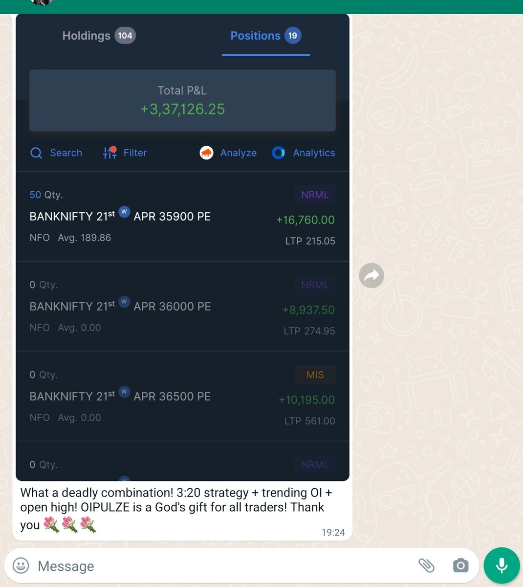 Justsiva123's tweet photo. โก๏ธโก๏ธโก๏ธ Oi Pulseโก๏ธโก๏ธโก๏ธ
https://t.co/OEg8xlh4DY
@OiPulse
#TrendingOI
#320Strategy
#OpenHighStrategy https://t.co/uE1rbdNY43
