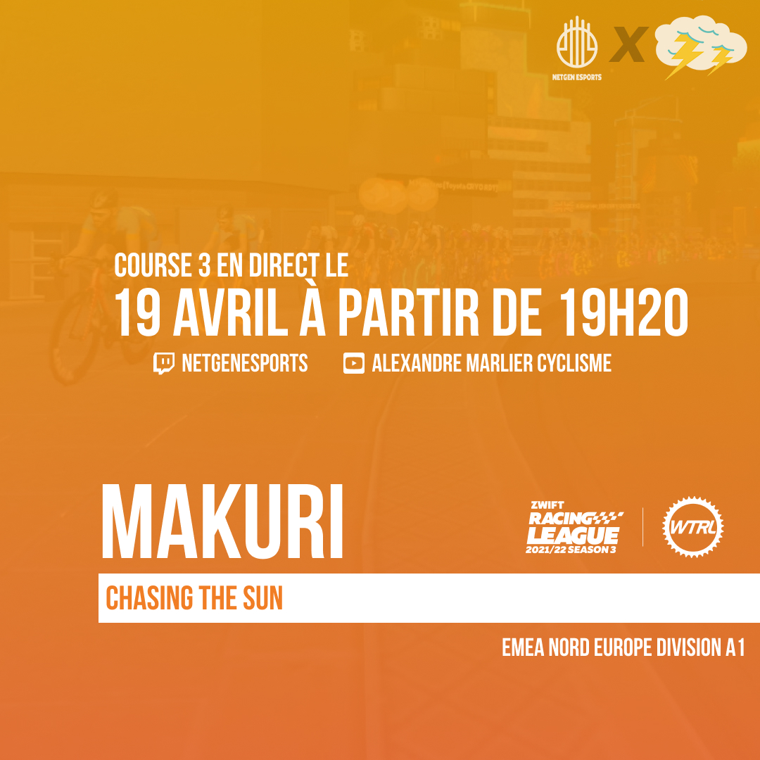 La 3ème course de la #ZwiftRacingLeague dès maintenant sur #Twitch ou #Youtube  ! 🏆🚴

#ZRL #Zwift #ZwiftRacing #eCyclingteam
Twitch 👉 bit.ly/2RO228l
YouTube 👉 bit.ly/35N7eU8