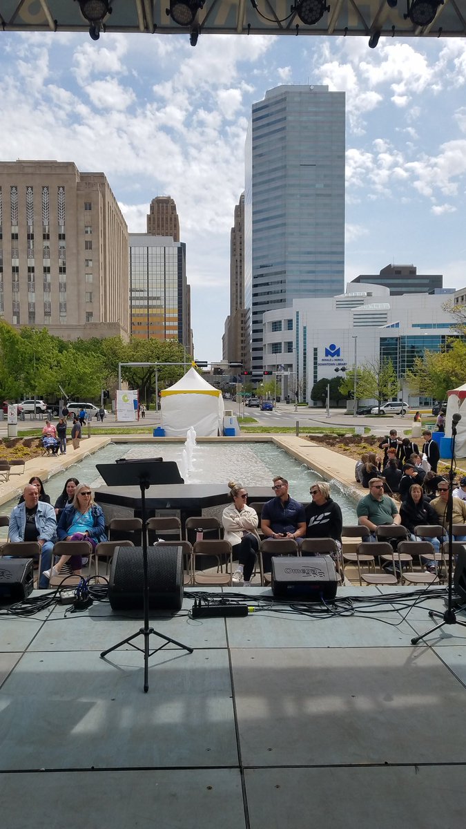 shawnalaree's tweet image. Kicking off the #Okcfa @artscouncilokc on the @sonicdrivein stage with "Prairie View Voices" led by teacher of the year Jennifer Hooten.
We have the only all women team with Jerin running sound and yours truly managing the stage.
 #TeamFem