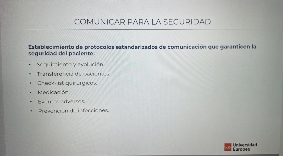 Imprescindible establecer métodos de comunicación efectiva y segura. 🔴 Hoy nuevo eEncuentro Gestor del Máster Universitario en Dirección y Gestión de Enfermería <a href="/UEuropeaOnline/">Universidad Europea Online</a> con <a href="/JMIribarren/">José Mari Iribarren</a> universidadeuropea.es/online/titulac…