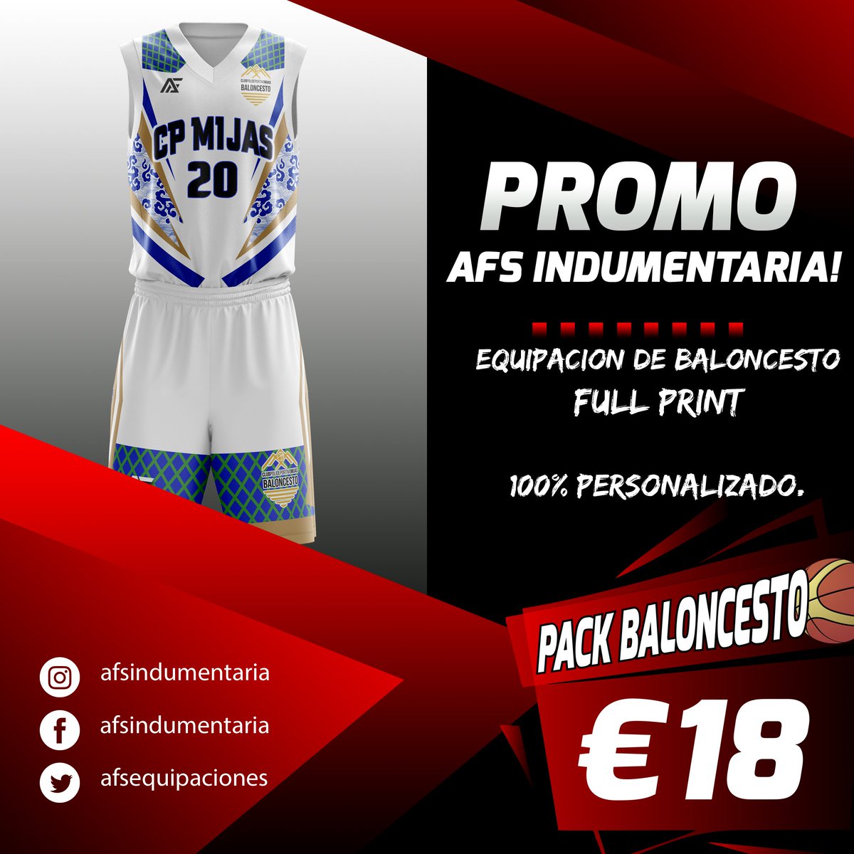 Promo!!! Baloncesto 🎽🏀 Equipación full print.
Diseños personalizado 👌
#baloncesto #malaga #diseño #PROMO