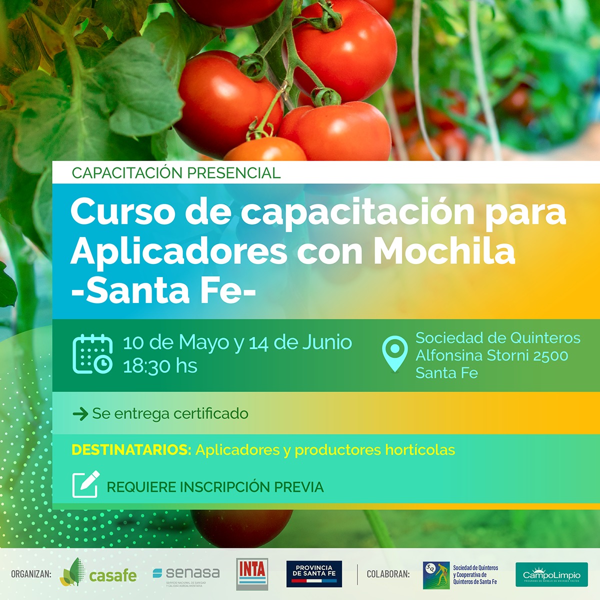 CarlosOtrino's tweet photo. Agradezco difusión de los cursos sobre aplicación con mochila en cultivos en la #SociedaddeQuinterosSantaFe. https://t.co/rNVMyX4nvd