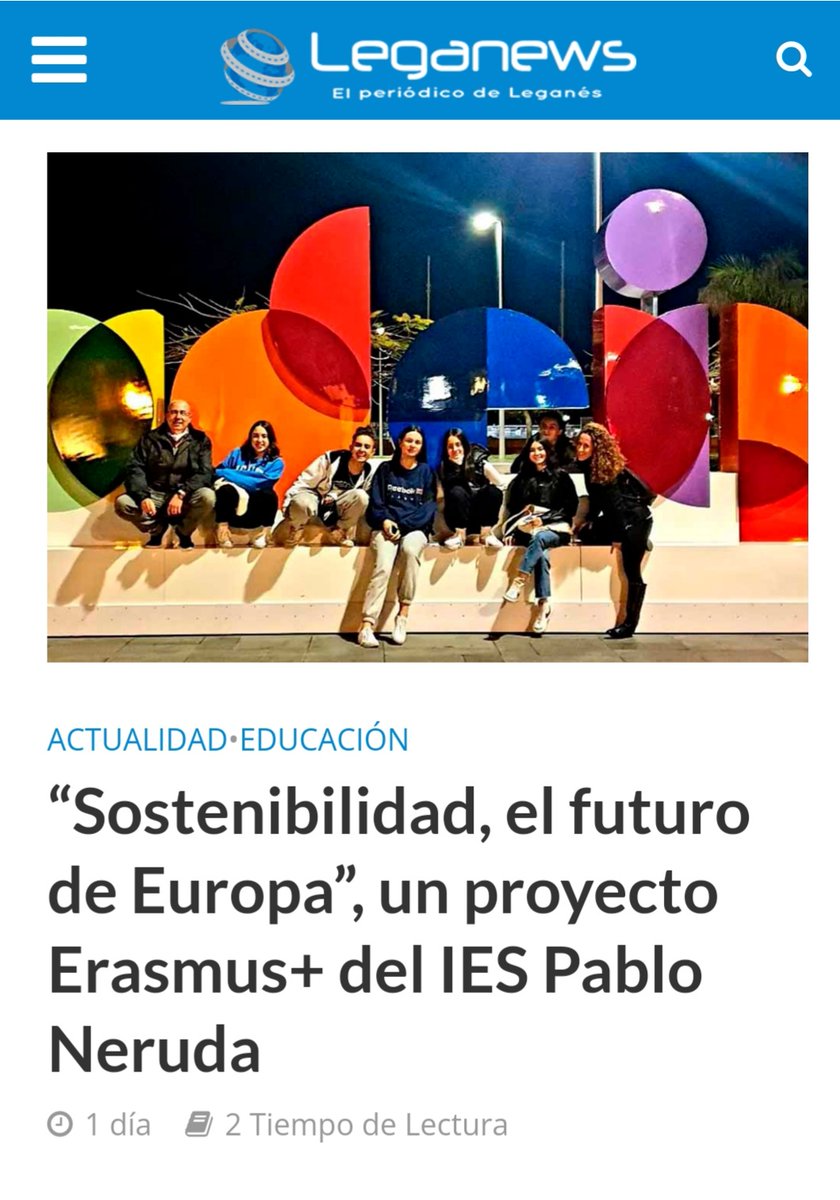 Leganews hace eco del Programa Erasmus+ escolar.
leganews.es/sostenibilidad…
