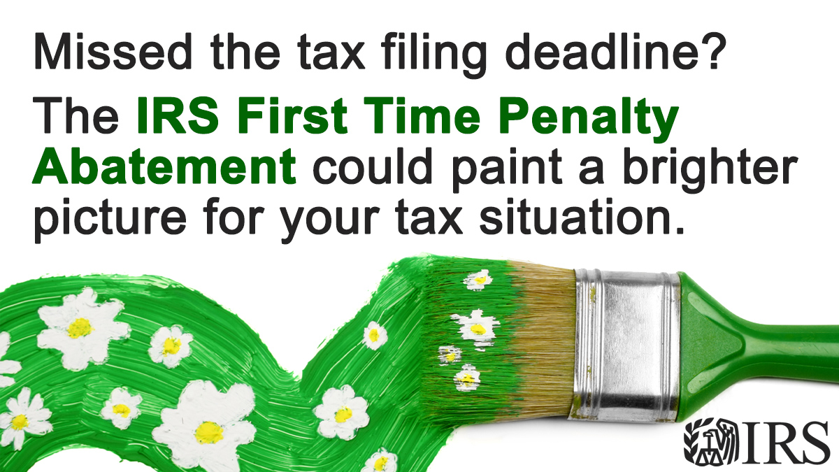 IRSnews's tweet photo. Missed the #IRS tax deadline? Taxpayers who have a history of filing and paying on time often qualify to have the late penalties abated.  See: https://t.co/Kw60xiC7a6 https://t.co/yHEexrfATb