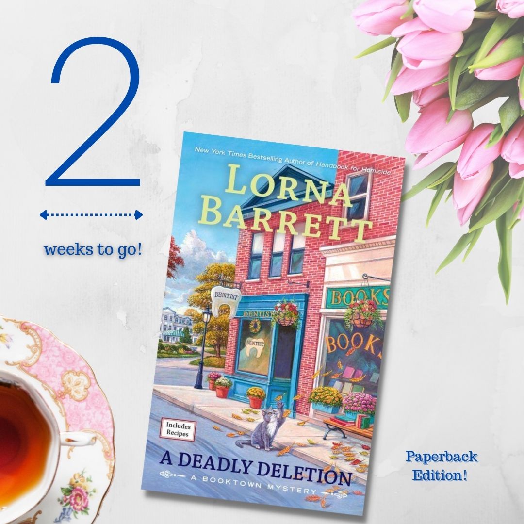 LornaBarrett's tweet photo. The paperback edition of A DEADLY DELETION arrives two weeks from today (May 3rd). Have you pre-ordered? Check out the links on my website.  https://t.co/dCvGNa734I

#cozymysteryseries #booktownmysteries https://t.co/1q6Duonh8Q