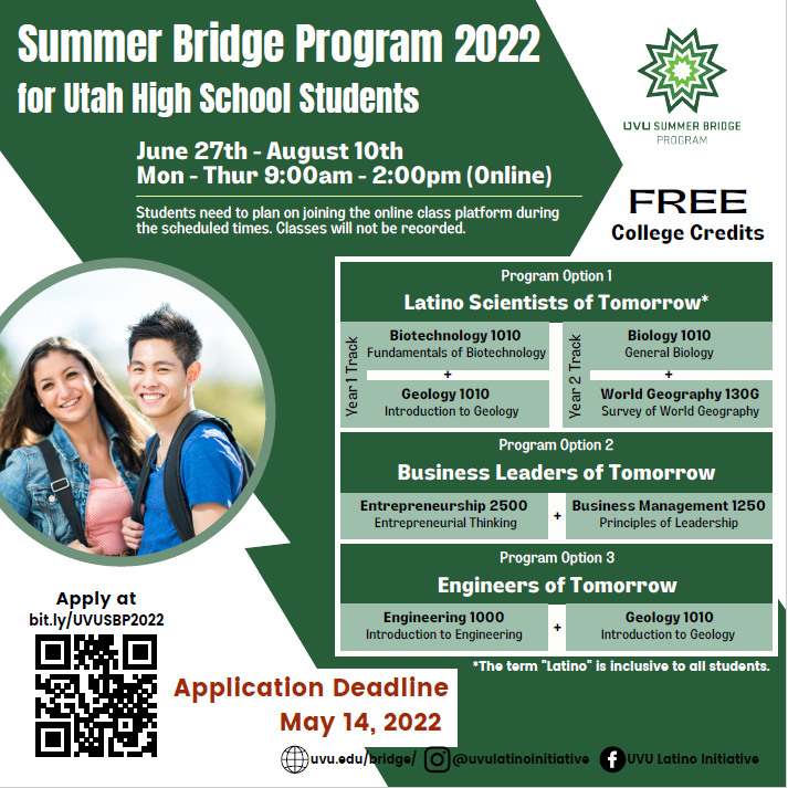 KearnsCounselor's tweet photo. Interested in earning free college credits? Check out the flyer for UVU's summer bridge program. https://t.co/5TFzeslboV