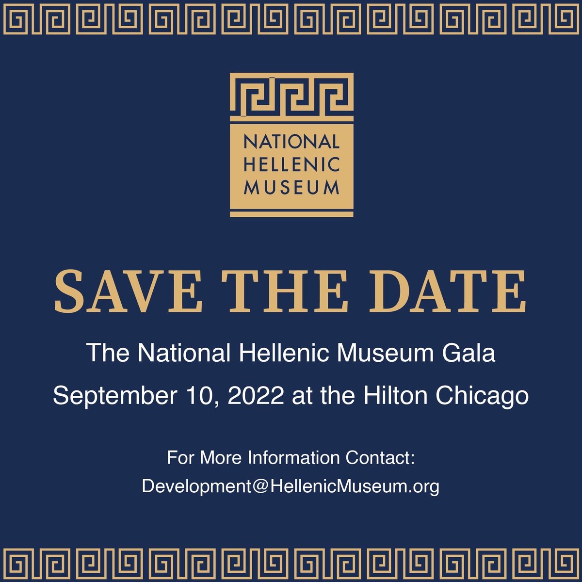 HellenicMuseum's tweet photo. Save The Date! You’re Invited To Our 2022 Gala!
Save The Date For Our National Hellenic Museum Gala On September 10th, 2022 @ The Hilton Chicago!
For More Information Please Contact:
Development@HellenicMuseum.org
#hellenicmuseum #nhm #nationalhellenicmuseum #gala #2022gala https://t.co/nuSrmgOAHG