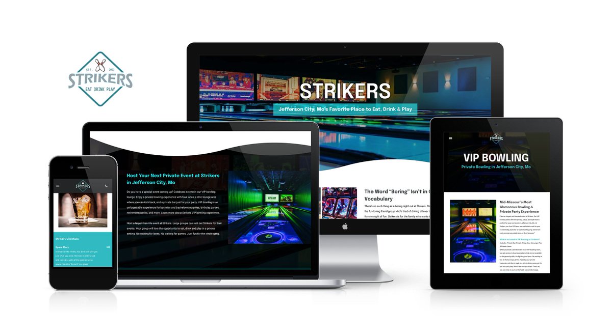 Lift_Division's tweet image. The hottest new spot in Jefferson City? Strikers! Check out the website we designed for them: bit.ly/37l5thF. #devdrop #liftdivision