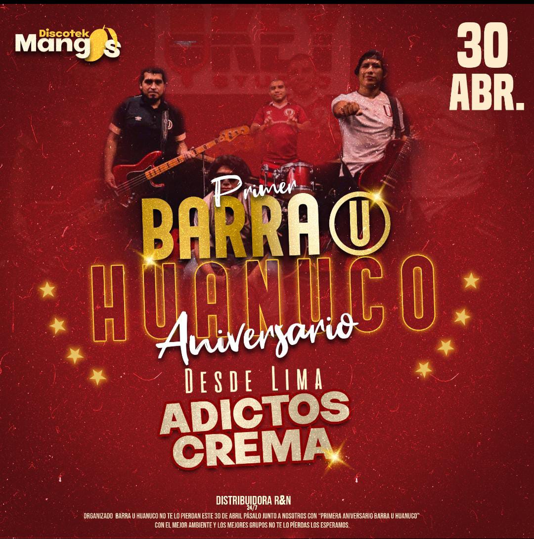 AdictosCrema9's tweet photo. Armamos alboroto en Huanuco, celebrando 1er. Año de Aniversario de #BarraUhuanuco 🔥🤙🏻

Varios grupos presentes, un solo goce. 👊🏻 Y DALE Ⓤ https://t.co/W7l5ylQUeM