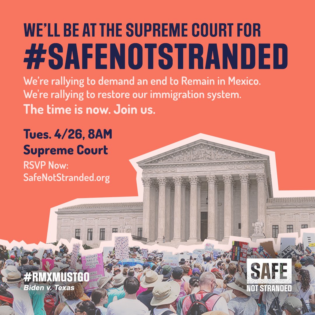We’re rallying because our immigration system is broken. 
We’re rallying because our government is leaving asylum seekers stranded. 
We’re rallying because #RMXMustGo
This is your time to join us. 4/26. Supreme Court. RSVP now  👉🏿safenotstranded.org/rsvp
#ImmigrationIsABlackIssue