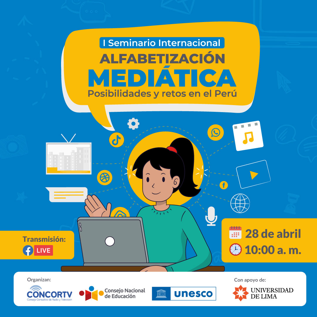 concortv's tweet photo. 🗓Separa la agenda y conoce sobre la #AlfabetizaciónMediática e informacional (AMI) en un encuentro internacional organizado por el #Concortv, el @cneperu y @UnescoPeru.
📌Jueves 28 de abril a las 10 a. m.
✅Más información: https://t.co/mclmIihKAU
#SeminarioAMI https://t.co/uXJj5OYzHE
