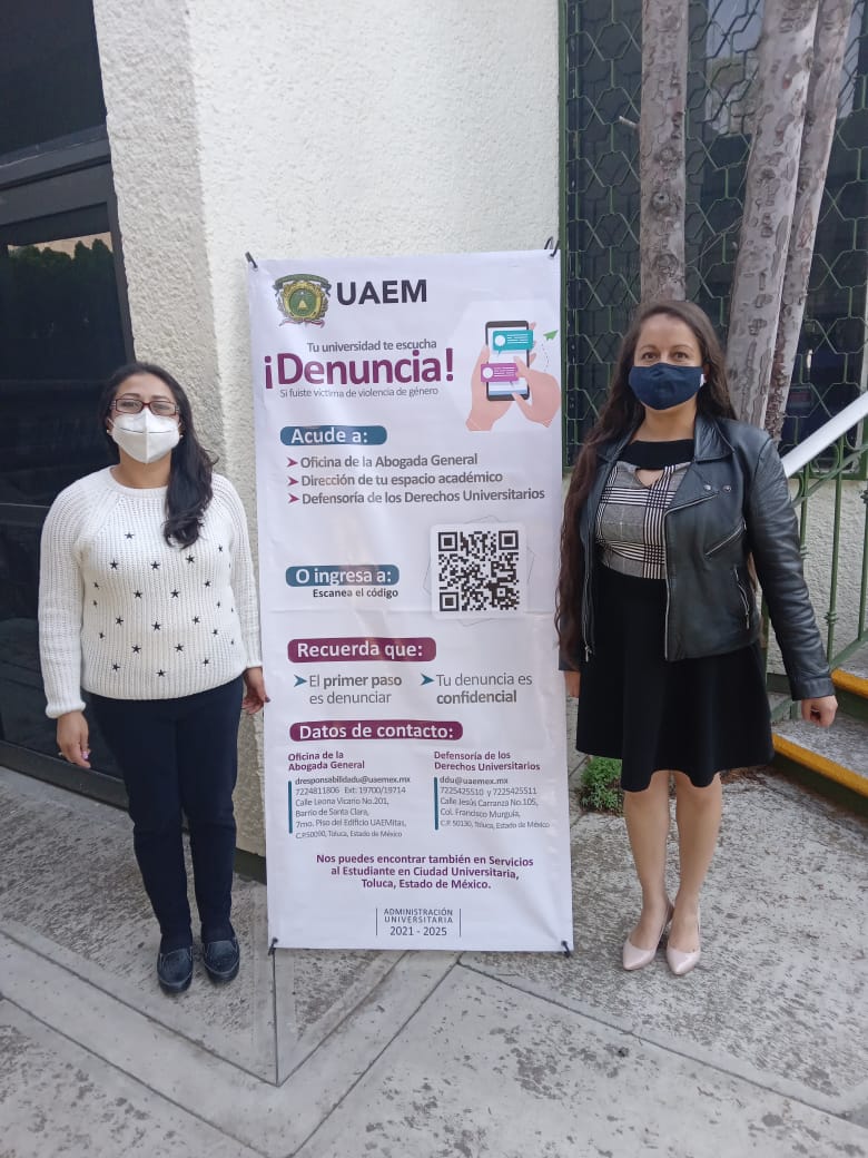 UAEM_MX's tweet photo. En atención a los casos de violencia de género, personal de la Oficina de la Abogada General acudió al Plantel "Lic. Adolfo López Mateos" y @UaemexDerecho para recabar posibles denuncias de la comunidad en estos espacios académicos.

#TuDenunciaSíFunciona
#SomosUAEMéx💚💛 https://t.co/Lh5M5D189j