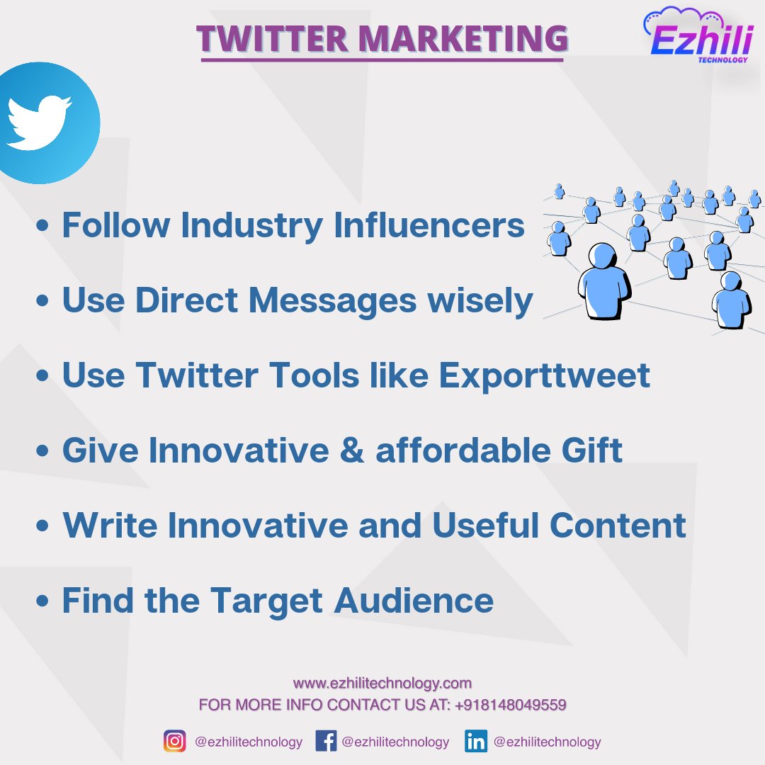 ezhili_tech's tweet image. Do You Know What is Twitter Marketing.
Then You must definitely checkout this post.

Follow us on : @ezhili_tech 

Website : ezhilitechnology.com

#digitalmarketing
#contentmarketing
#socialmediamarketing
#socialmedia
#business
#marketingdigital
#branding
#entrepreneur