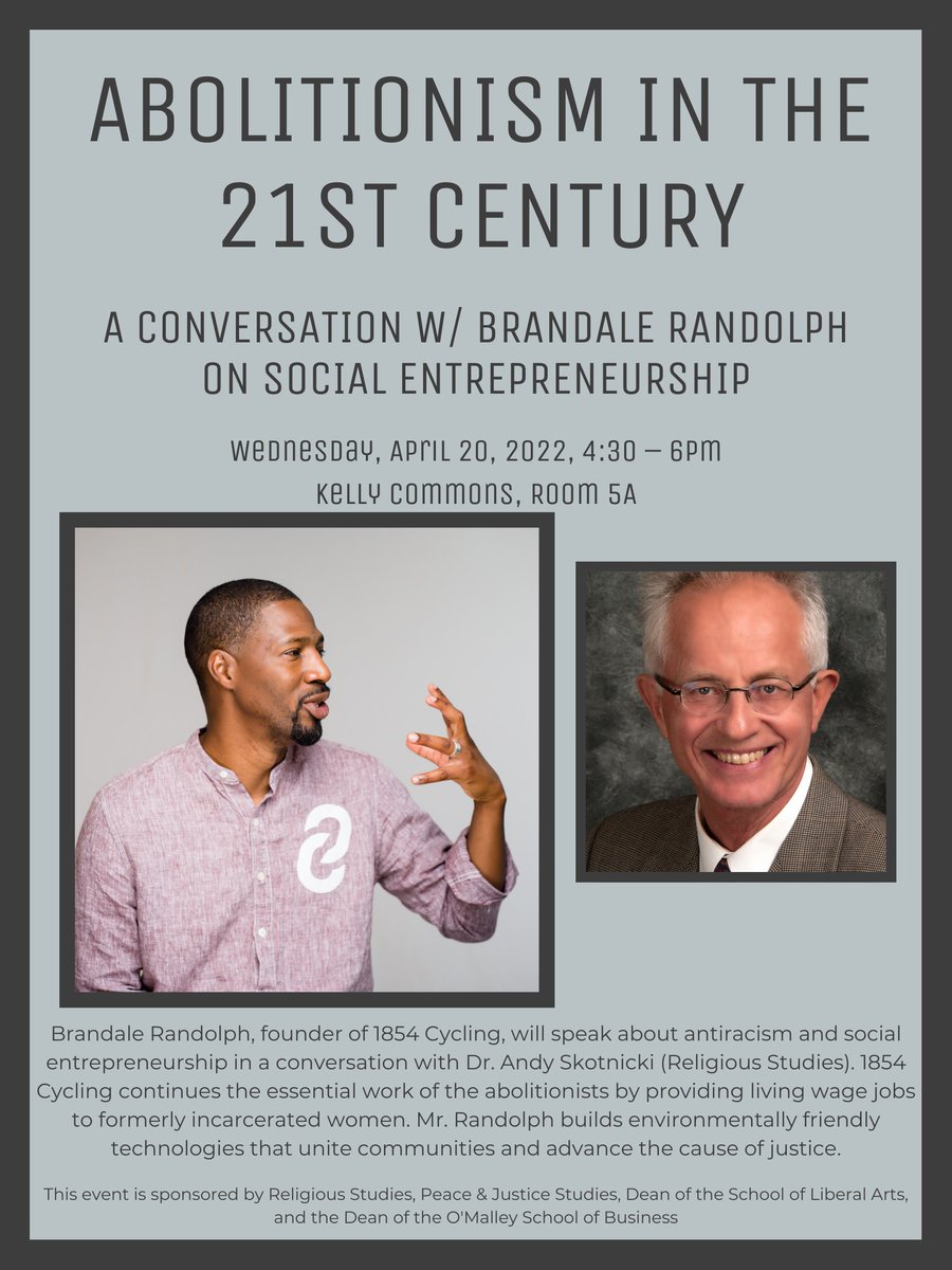 MC Peace Studies (@manhattan_peace) on Twitter photo This Wed, 4/20, Kelly 5A, 4:30pm: A conversation with <a href="/brandale2221/">Brandale2221</a> about social entrepreneurship, incarceration, and abolitionism. <a href="/brandale2221/">Brandale2221</a> is the founder of 1853 Cycles, which hires formerly incarcerated women and provides them with living wages and skilled work. This Wed, 4/20, Kelly 5A, 4:30pm: A conversation with <a href="/brandale2221/">Brandale2221</a> about social entrepreneurship, incarceration, and abolitionism. <a href="/brandale2221/">Brandale2221</a> is the founder of 1853 Cycles, which hires formerly incarcerated women and provides them with living wages and skilled work.