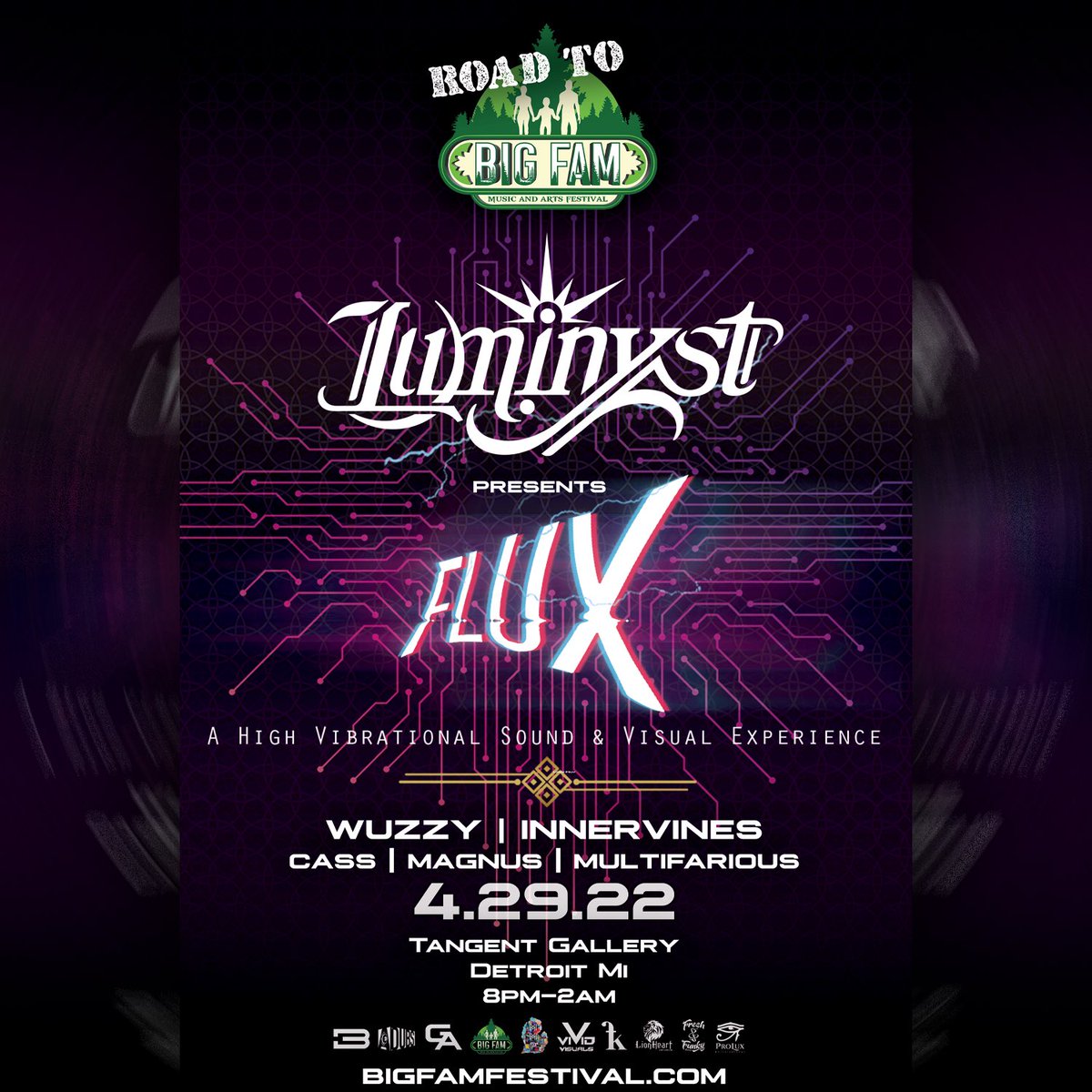 CampfireCarti's tweet photo. On the road again to Big Fam! 
Join us April 29th for @luminyst presenting an 🔊A/V 📺 experience “Flux” With support from our boy @WuzzyBeats and friends!

Tickets available 🎟 in bio!! https://t.co/cOdLVM3Edi