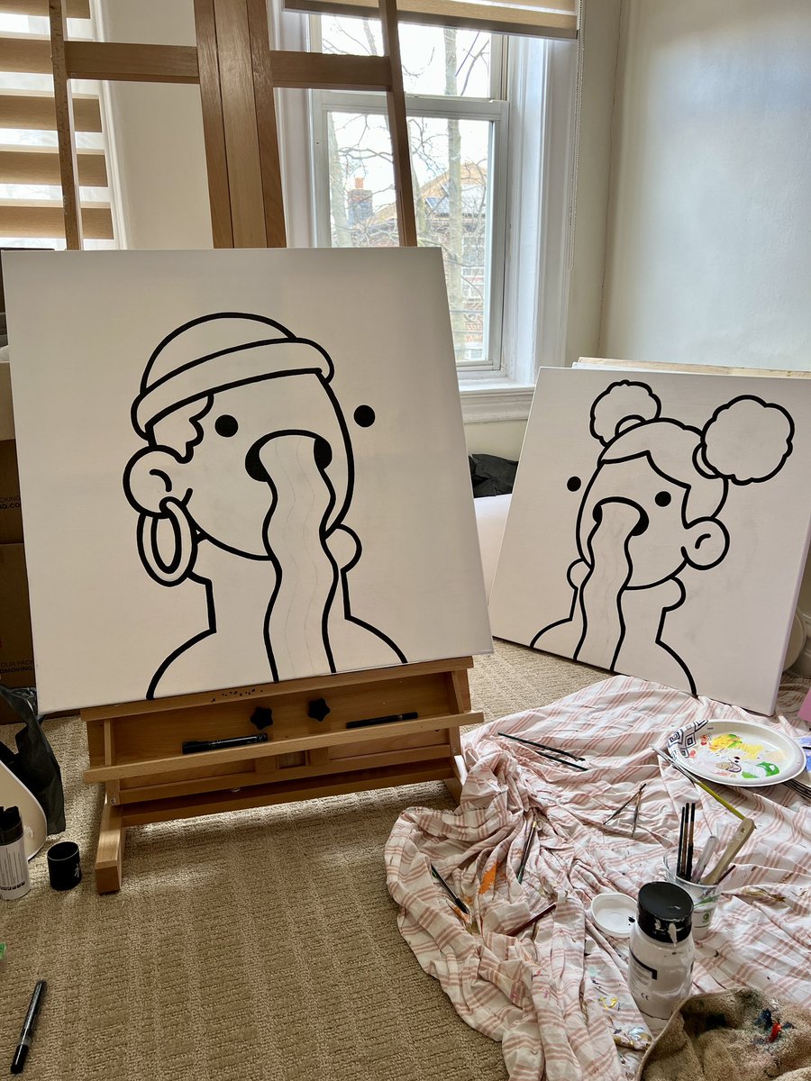 Progress pic of @MrFuture99’s babies in the works .. These are coming out 🔥🔥🔥
Follow along for more behind the scenes footage of this awesome commission :) 
#doodles #handpaintedart #utility #nft #nftart #nftartwork