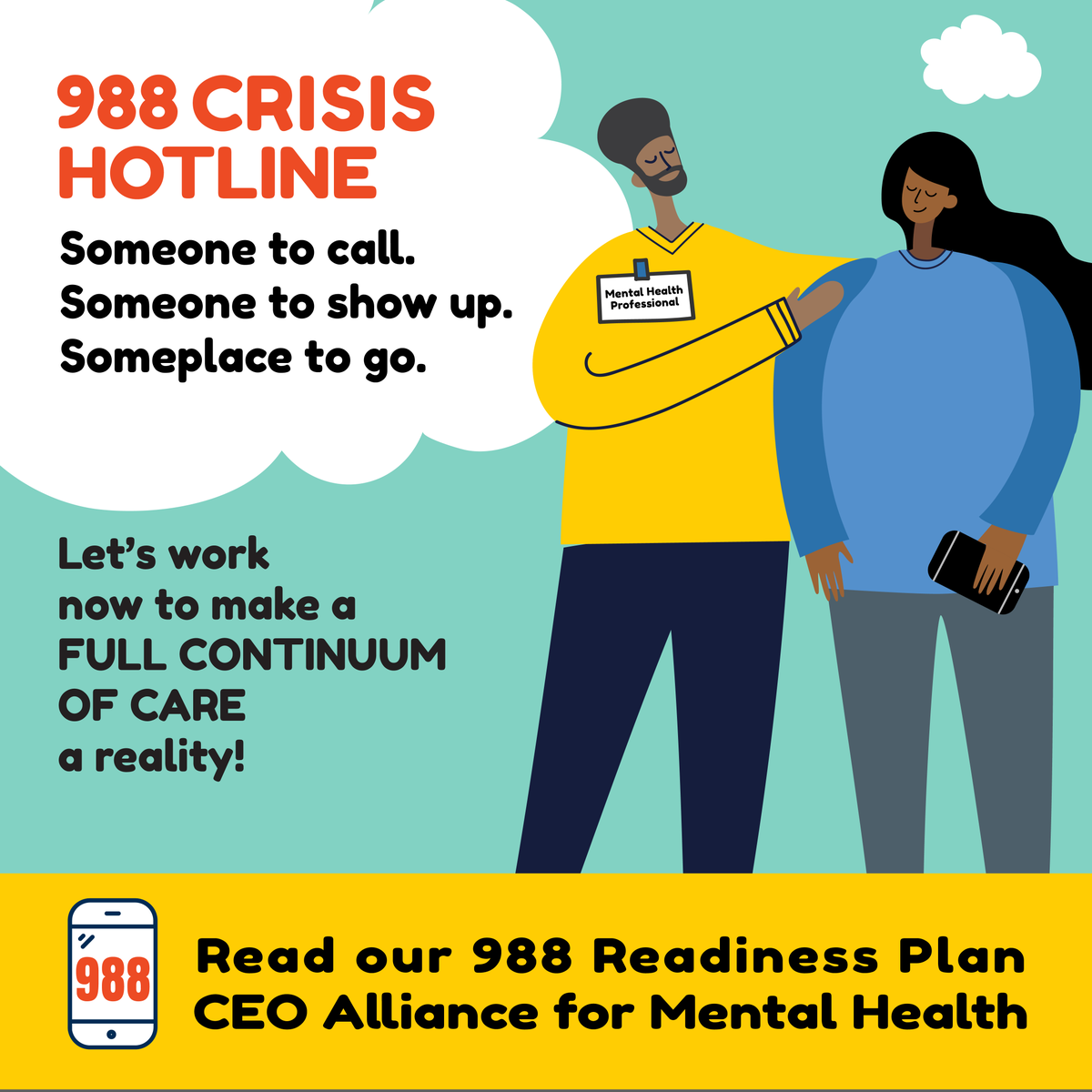 We’re less than 100 days out from launch of the 988 mental health crisis hotline. State and municipal leaders must prepare for the full continuum of care:

• Someone to call
• Someone to show up
• Someplace to go

See our readiness plan: wellbeingtrust.org/uncategorized/…
