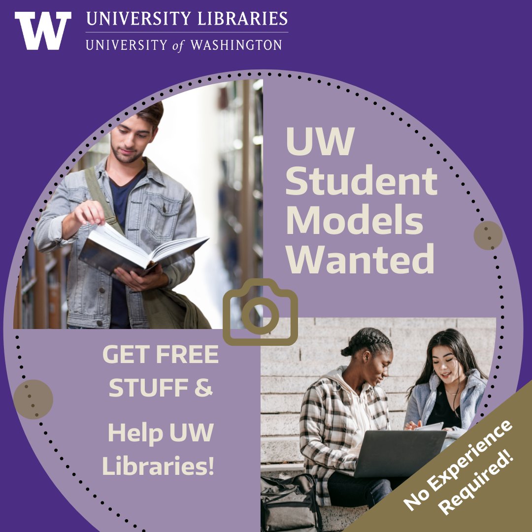 UW Libraries (@uwlibraries) on Twitter photo UW Libraries is recruiting student models for upcoming campus photography! Help the Libraries to expand our photo library to reflect the diversity of Libraries users & spaces across campus. Learn more: tinyurl.com/UW-LIB-PHOTO
<a href="/UWundergrad/">UW Undergraduate Academic Affairs</a> <a href="/UWGradSchool/">UW Graduate School</a> <a href="/thedaily/">The Daily of the University of Washington</a> <a href="/uofwhfs/">UW HFS</a> UW Libraries is recruiting student models for upcoming campus photography! Help the Libraries to expand our photo library to reflect the diversity of Libraries users & spaces across campus. Learn more: tinyurl.com/UW-LIB-PHOTO
<a href="/UWundergrad/">UW Undergraduate Academic Affairs</a> <a href="/UWGradSchool/">UW Graduate School</a> <a href="/thedaily/">The Daily of the University of Washington</a> <a href="/uofwhfs/">UW HFS</a>
