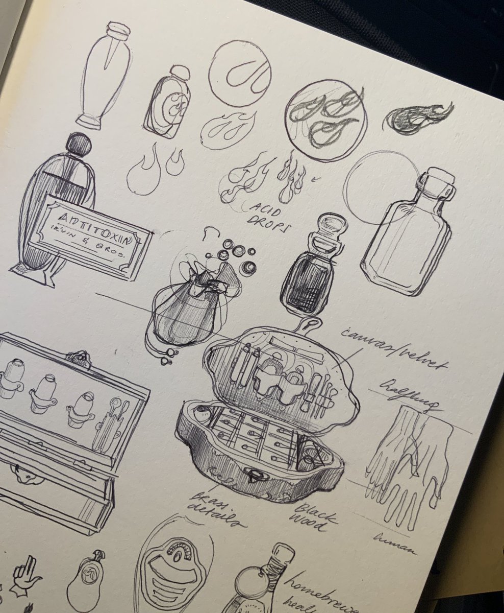 Lemme nerd out a little: I'm designs for labels, brand identities and graphics for potions and tools in fantasy settings! For example, I thought of the potion brand "fiend's claw", which uses different kinds of creature claws for different brews (inspired by the OPINEL hand logo)