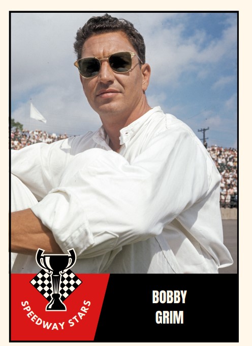 One of my favorite cards in the <a href="/RacingPictorial/">Racing Pictorial</a> Speedway Stars set is of 1959 Indianapolis 500 Rookie of the Year Bobby Grim, one of the greatest IMCA drivers in history as well, and one cool cat.