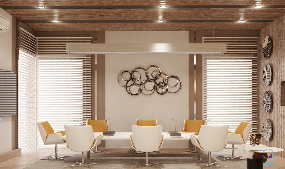 تصميمنا لأحد المكاتب ، دائماً اضافة اللون الأصفر ينعش المكان💛
.
.
.
#interiordesign 
#zawiaapp