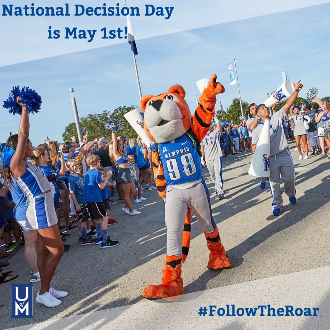 MEMbound's tweet photo. We are less than ✌️ weeks away from National Decision Day! Are you ready to #FollowTheRoar? The countdown is on! #nationaldecisionday #MEMBound #uofmemphis https://t.co/fWQDWJNvdj