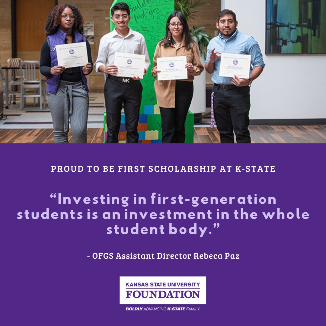KSU_Foundation's tweet image. Financial burden is one of the leading challenges first-generation students face. The Proud to be First scholarship helps ease this burden for first-generation students at K-State. Make an impact today: ow.ly/xfyJ50ILQ7G

#KState #KSUF #FirstGenStudents