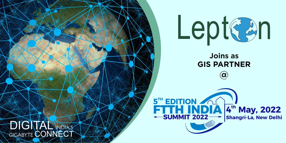 be_exhibitions's tweet photo. #Lepton joins as GIS PARTNER at the most awaited 5th FTTH India Summit 2022 on 4th May at Hotel Shangri-La, New Delhi. Registration Link: https://t.co/92v7VJo96J
#ftthindiasummit2022 #leptonsoftware #ftth #digitaltransformation #fiberoptics #fibertohome #fiber #networks https://t.co/e31ZqkPefL