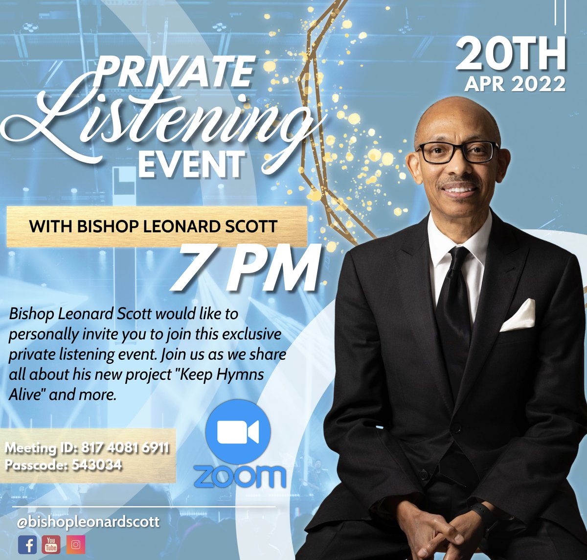 bishoplscott's tweet photo. EXCITED to share some great NEWS &amp; GREAT MUSIC! I want to personally invite all of my family, friends, and gospel music lovers of our amazing industry to MEET ME TOMORROW @ 7PM. For more information, send a direct message! #BlessYourBones #KeepHymnsAlive #Tyscot #BLSMinistries https://t.co/TGIFKYexKv