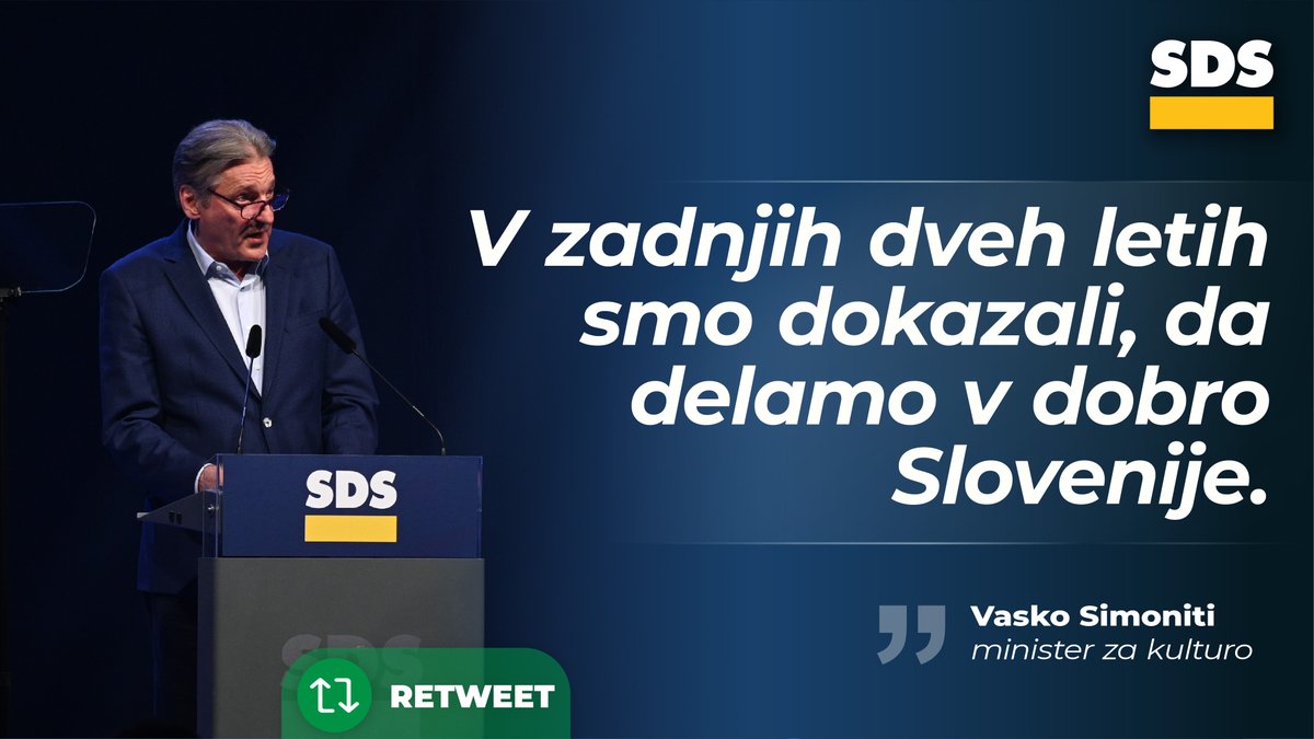 strankaSDS's tweet photo. Vasko Simoniti: V zadnjih dveh letih smo dokazali, da delamo za dobro Slovenije. Pri tem se nismo izgubljali v leporečju in nastopaštvu, ni nam šlo za formo, embalažo ampak vsebino. Pokazali smo, da smo učinkoviti in da omogočamo vsem, da lahko živijo dostojno. #GradimoSlovenijo https://t.co/ObOrDmOZs9