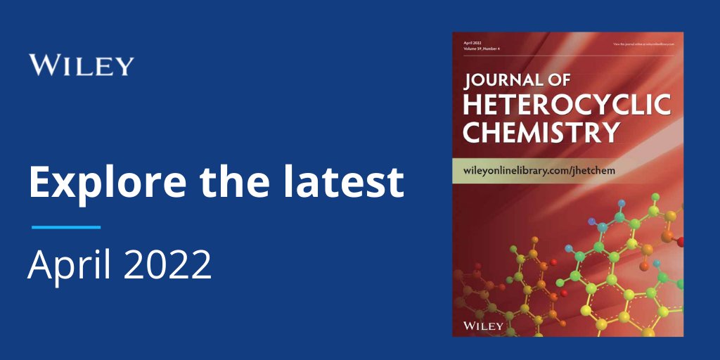 Wiley_Chemistry's tweet photo. The April issue of Journal of #Heterocyclic #Chemistry is online now! This issue includes reviews, articles, and short communications on #synthesis, #computational analysis, #herbicidal and #antimicrobial activity, and more.
Explore now: https://t.co/JwTCoRNbal https://t.co/hjxbo6FFlj