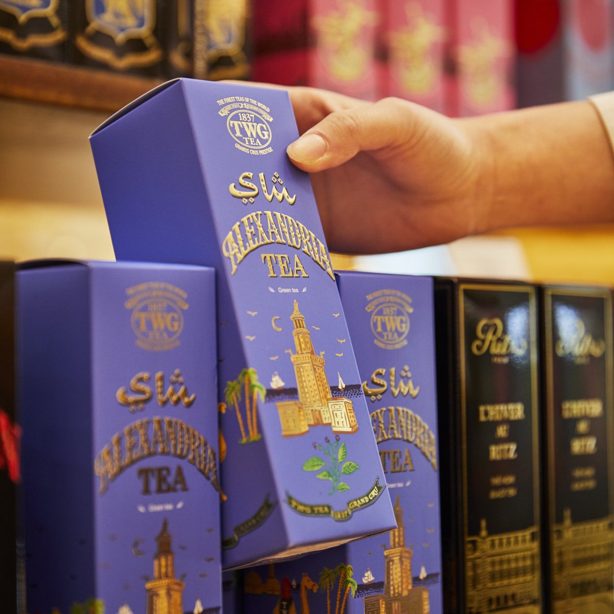 twgteaca's tweet photo. Glimmering in elegant hues of royal blue and gold this elegant green tea blend with sweet and spicy mints, warm spices and a scattering of flower petals with mesmerising notes of anise makes a great tea to share and gift this season. Shop now at https://t.co/EsHReZT3Lg! https://t.co/8L3Y066QkL
