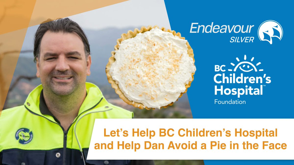 EDRSilverCorp's tweet image. The Pie Throw is an annual #MiningforMiracles fundraising event that pairs industry leaders in a friendly fundraising competition - the winner gets to publicly pie their competitor in the face. Let’s support 
@DanDickson_ and the BC Children’s Hospital! bit.ly/3KWAPd6