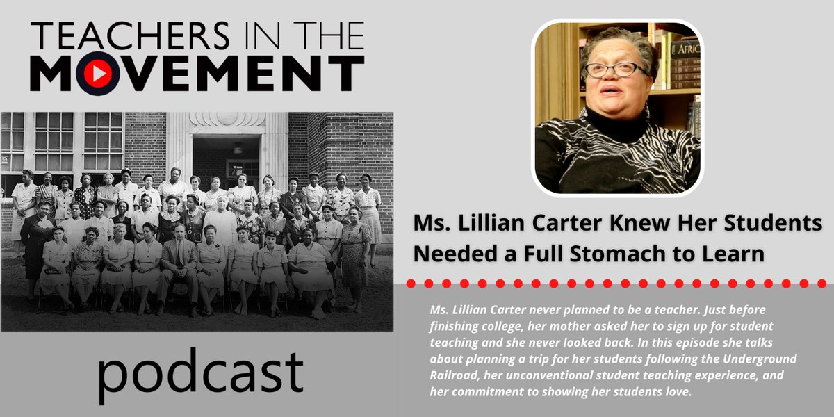 teachersinthemo's tweet photo. 🚨NEW🚨Teachers in the Movement Podcast is now live! From sharing the local newspaper to cooking breakfast for her class, Ms. Lillian Carter was committed to going the extra mile to care for her students. Listen to the full episode➡️ https://t.co/mZP1wWmisJ https://t.co/I3kKlkhH0x